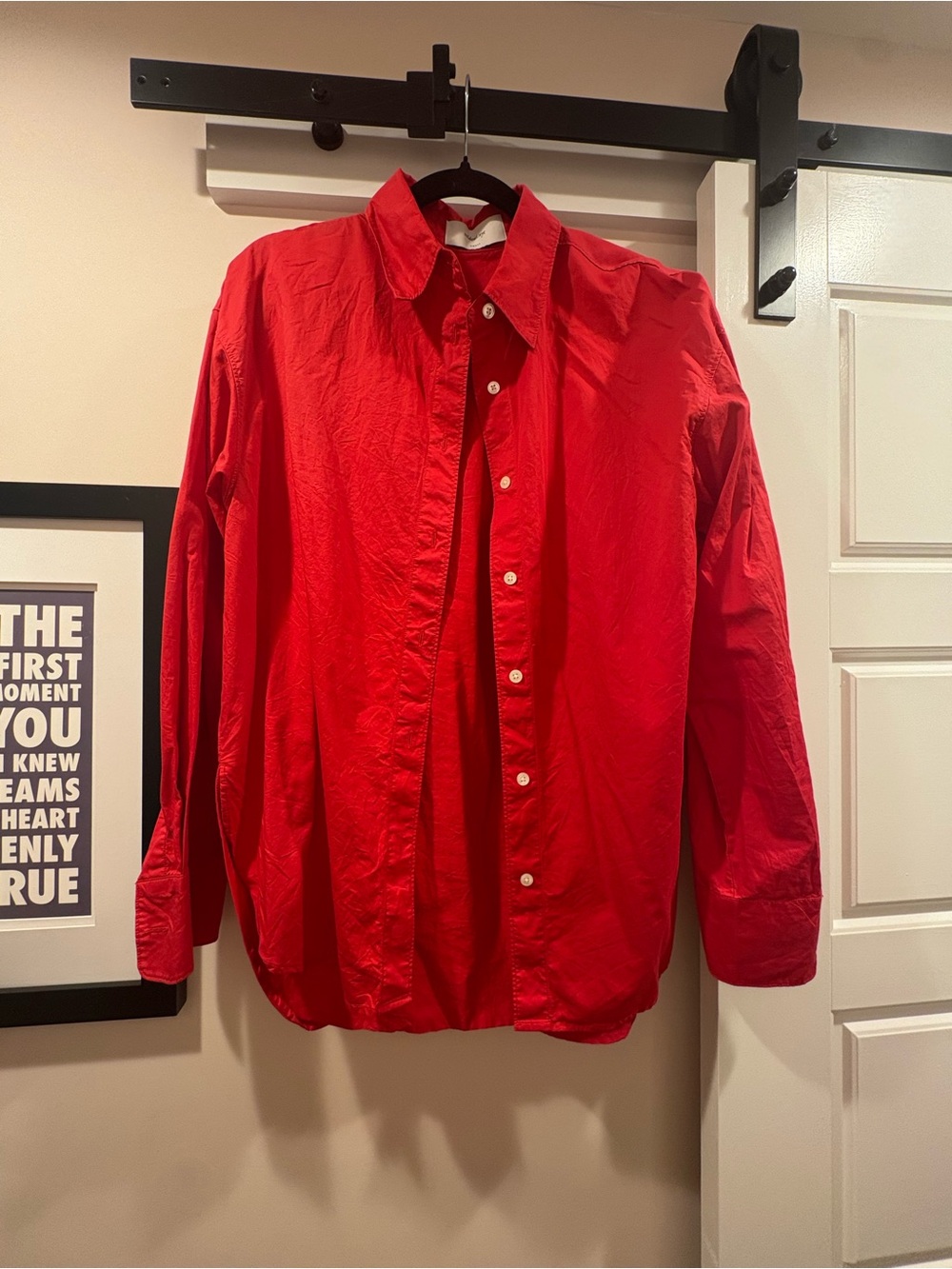 Women’s Red Oversized Button-Down Shirt